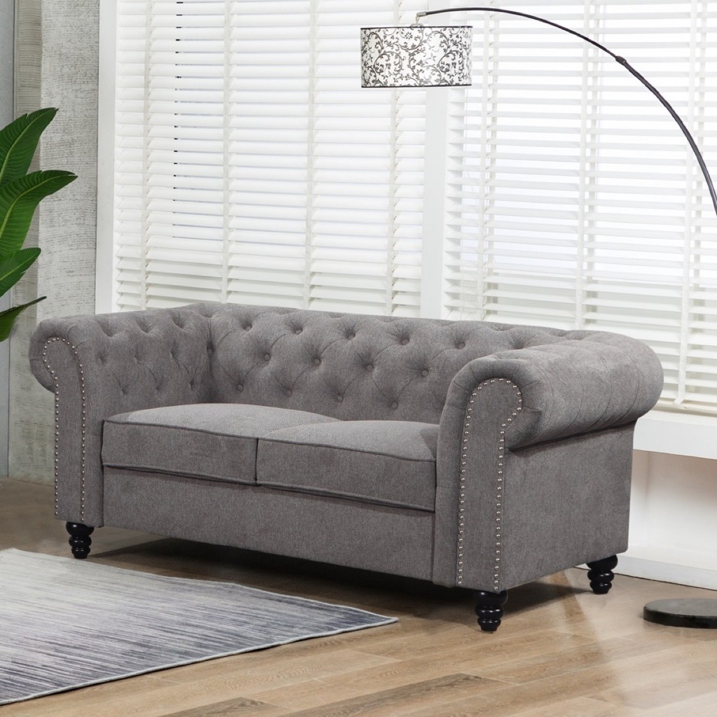 Luxury Grey Chesterfield Two Seater Sofa – C'estbien Collection